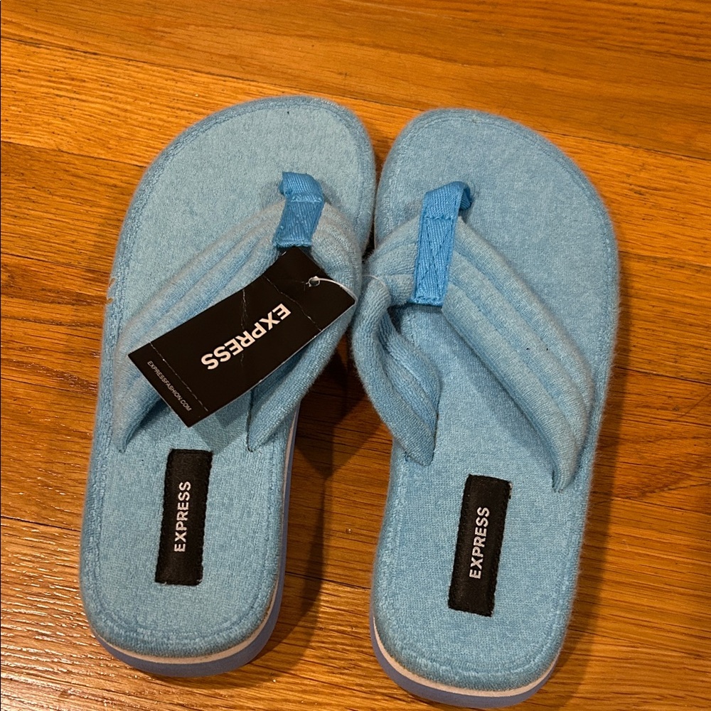 Express Kids Light Blue Plush Flip Flops